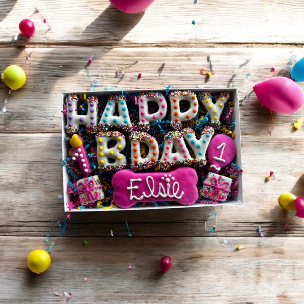 Polka Dot HAPPY BDAY Dog Treat Gift Box - Image 2