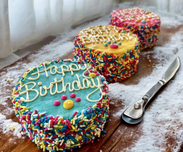 Colorful Fiesta Sprinkle Birthday dog cake treat